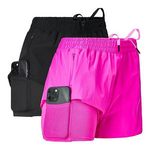 Shorts de sport pour femmes, lot de 2, shorts de compression en nylon haute performance avec doublure intégrée pour la course à pied, le yoga et l'entraînement - Product Image 3