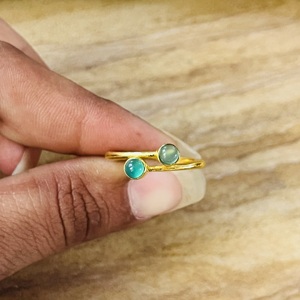Fashionable Brass Green Onyx <b>Ring</b> 18k Gold Plated <b>Statement</b> Minimalist <b>ring</b> Double Stone Dainty <b>Ring</b> Wholesale <b>Ring</b> For Women - Product Image 6
