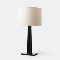 Lámpara de Mesa Moderna de Metal Negro, Simple, E26 AC LED, Regulable, con Pantalla de Tela, Luz Blanca Cálida, para Sala de Estar, Dormitorio, Hotel