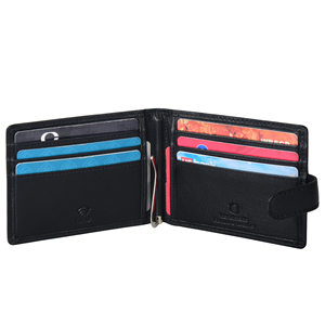 Premium Black Genuine Leather <b>Mens</b> Money Clip <b>Wallet</b> Snap Closure Bifold Card Holder Compact <b>RFID</b> Secure Everyday Leather Access - Product Image 4