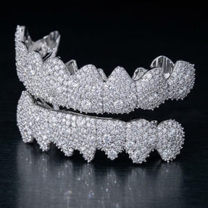 Perm Cut RAAMAA Hiphop Grillz dentaire unisexe en argent sterling 925 8on8 avec micro-incrustation de diamants ronds - Product Image 3