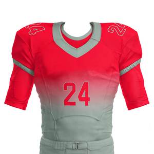 Uniformes de Fútbol Americano Sublimados con Estilo Personalizado OEM, Manga Corta, 100% Poliéster, Transpirables, de Secado Rápido, Hechos en Pakistán - Product Image 2