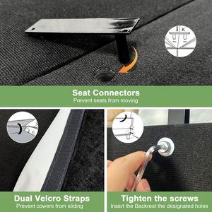 ปลอกหุ้มผ้ากำมะหยี่สีดำ2-Seater โซฟารูปตัวแอลแปลงสภาพที่นั่งลึกกว้างถอดออกได้หลายส่วน - Product Image 4