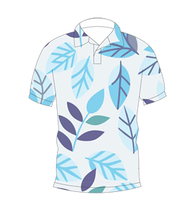 Polo à imprimé feuilles bleues, motif intégral, respirant, décontracté, manches courtes, style golf, pour l'été - Product Image 4