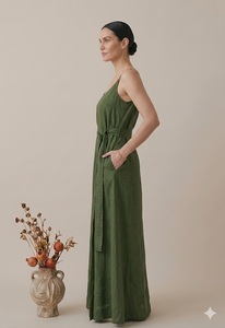 Modern Top Quality Trending Vneck Long-sleeve Floral Embroidery Loose Ukraine Dresses Spring Autumn Women Casual Beach With Belt - Product Image 3