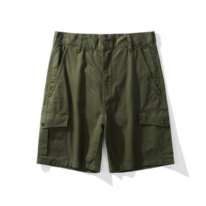Shorts cargo pour homme, couleur unie, taille mi-haute, fermeture élastique, poches avec cordon de serrage, séchage rapide, nylon/coton, style streetwear, longueur Bermuda - Product Image 3