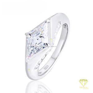 Elegant Princess Cut VVS Moissanite <b>Ring</b> <b>925</b> Sterling <b>Silver</b> Geometric Design Luxury Engagement Wedding Jewelry For Women - Product Image 4