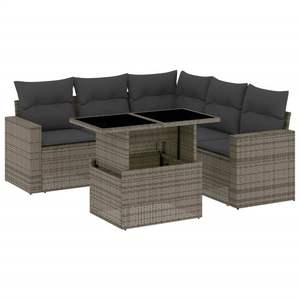 Modular Grey PE Rattan Garden <b>Sofa</b> <b>Set</b> Durable Outdoor Furniture with High-Density Foam Cushions for Garden Use - Product Image 2