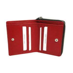 Cartera de mano de piel auténtica con estampado de cocodrilo para mujer, con cremallera metálica, tarjetero y monedero metálico, modelo corto, disponible para exportación, con bloqueo RFID. - Product Image 3