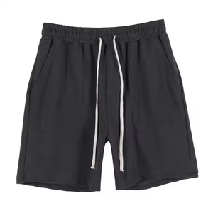 2026 Men's <b>Black</b> Drawstring Bermuda Shorts Casual Solid Color Polyester Sport Shorts Breathable Knitted Mid Waist gym shorts - Product Image 1
