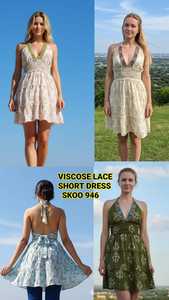 Vestido Corto de Verano para Mujer, Elegante, de Viscosa y Encaje, con Cuello en V, Mini Vestido Casual de Playa, Prenda Personalizada - Product Image 6