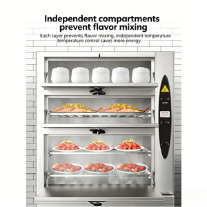 Vaporera Comercial de 3 Puertas a Gas para Mariscos, Gabinete de Vapor de Acero Inoxidable para <span class=keywords><strong>Restaurante</strong></span>/Cantina, Vaporera Comercial de 3 Niveles para Alimentos - Product Image 5
