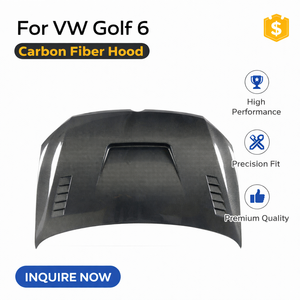 Capó de Fibra de Carbono con Ventilación para Volkswagen <span class=keywords><strong>Golf</strong></span> <span class=keywords><strong>6</strong></span> (2008-2013) |   Reemplazo de Capó Delantero Estilo <span class=keywords><strong>GTI</strong></span> |   Ajuste Estilo OEM - Product Image 1