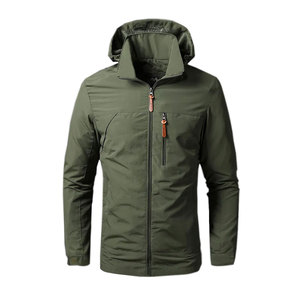 Veste coupe-vent unisexe en toile à capuche avec logo personnalisé, ourlet élastique réglable, tissée, extensible dans les 4 sens, imperméable, pour la gym, vente en gros - Product Image 2