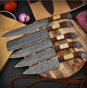 Hand Made Damascus Steel Forged Blade Chef <b>Knife</b> <b>Set</b> With Wooden Handle. <b>Sharp</b> Blade Chef <b>Knife</b> For Daily Kitchen Used - Product Image 6