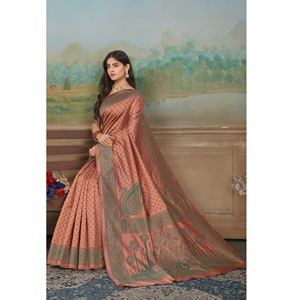 Sari de Seda Banarasi Tejido a Mano de Primera Calidad para Bodas, Vestimenta Nupcial, Ocasiones Festivas y Moda Étnica Tradicional India - Product Image 4