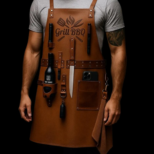 BBQ <b>Apron</b> leather <b>apron</b> mechanic <b>apron</b> protective workshop <b>apron</b> leather <b>apron</b> adjustable strap durable <b>work</b> <b>apron</b> - Product Image 1