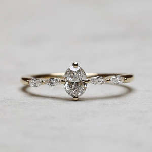 IGI/ Lab Grown Vintage 14K oro amarillo boda/anillo de compromiso Unisex corte ovalado diamante aniversario fiesta regalo - Product Image 2