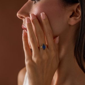 Marquise Sapphire <b>CZ</b> <b>Ring</b> 925 Sterling Silver 14K Gold Plated Elegant Stackable <b>Ring</b> For Women Gift Jewelry - Product Image 6