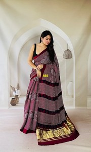 Sari en soie bleu dessiné à la main pour femme, traditionnel indien pakistanais, longueur ras du sol, ethnique, coupe classique, toutes saisons - Product Image 6