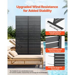 Divisorio Moderno Autoportante in Metallo da 112 cm L x 183 cm A, Pannello Divisorio per Giardino con Base Rinforzata, Separatore per Ambienti - Product Image 3