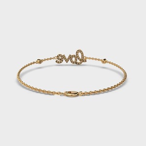 Pulsera Romántica de Oro de 18K con Diamantes y Letra de Amor, Cadena de Eslabones con Engaste Pavé para Mujer, Joyería de Uso Diario - Product Image 2