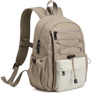 Mochila Casual de Lona Vintage Color Beige con Correa de Hombro Arqueada, Cierre de Cremallera, Resistente al Agua, 25 Litros, Uso Diario, Diseño Suave - Product Image 3