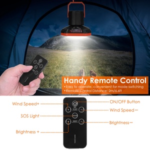 Ventole indossabili portatili USB ricaricabile da campeggio lanterna ventilatore 4 luce 3 modalità vento di emergenza Power Bank telecomando appeso - Product Image 5