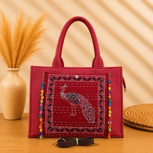Bolsa de Mano de Lona de Algodón con Logotipo Personalizado, Estilo Tatreez Palestino, Bolsa de Compras con Asas, Bolsa de Recuerdo - Product Image 2