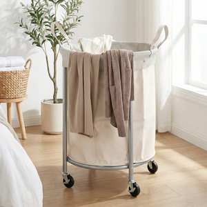 Minimalist Steel Laundry <b>Hamper</b> With Wheels Removable Liner <b>Large</b> Capacity Household Use - Product Image 2