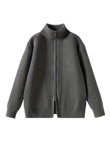 Jersey de punto de alta resistencia para hombre Otoño/Invierno Anti-retráctil frente elástico acanalado dobladillo hombro caído mangas diseño sólido BD - Product Image 4