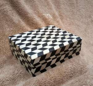 AL MALIK CRAFT Wooden Storage <b>Box</b> Rectangular Gray White <b>Floral</b> Inlay Pattern Jewelry Organizers Necklace Ring Cosmetic 0-1L AMC - Product Image 1