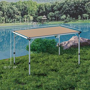 Tavolo da Campeggio Pieghevole in Alluminio Regolabile in Altezza, Tavolo Portatile per Picnic, Spiaggia e Barbecue - Product Image 2