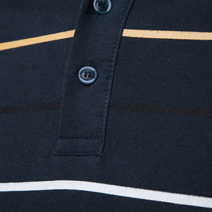 Polo de Manga Corta Azul Marino para Hombre, Diseño a Rayas, Tejido de Punto Transpirable, Estilo Casual - Product Image 5