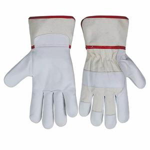Mitaines d'hiver en cuir beige, à doigts complets, compatibles écran tactile, avec détection de pointe, pour usage quotidien et conduite, paume à grain doux, poignet fendu - Product Image 1