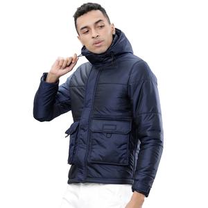 Veste matelassée d'hiver pour homme à col montant personnalisé, avec capuche intégrée, imperméable, coupe-vent, 100 % polyester, fermeture éclair - Product Image 2