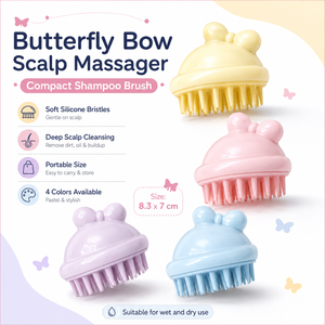 Butterfly Bow Scalp Massager Silicone Shampoo <b>Brush</b> Compact <b>Round</b> Hair Scrubber for Wet and Dry Use - Product Image 1