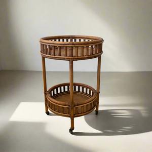 Chariot de service miniature en rotin fait main, chariot à vin en canne robuste à prix abordable - Product Image 6