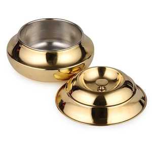 Tazón de Metal Dorado Pulido con Tapa, Diseño Moderno para Servir Alimentos, Apto para Lavavajillas, Estilo Mets Storage - Product Image 4