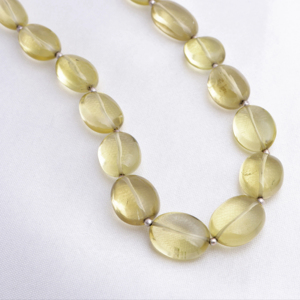 สร้อยคอรูปไข่เรียบจากเลมอนควอตซ์, อัญมณีสำหรับทำเครื่องประดับชั้นดี - Product Image 1
