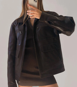 Sustainable OEM Service Customizable Bulk Quantity Women Leather Jacket Winter Durable Breathable Thick Hooded - Product Image 4