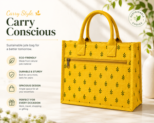 Yellow Laminated Jute Tote <b>Bag</b> Eco-Friendly Reusable Shopping <b>Bag</b> Zipper Pocket Custom Wholesale Beach Tote Exhibition <b>Medium</b> - Product Image 5