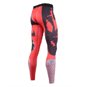 Men <b>Compression</b> <b>Leggings</b> Full Length Red Black Character Print Spandex Polyester Elastic Waistband - Product Image 3