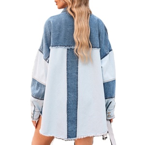 Nouveau Style dame Jean vestes à manches longues femme Denim veste femmes quantité coton bleu OEM poches personnalisé lumière teint patchs - Product Image 4