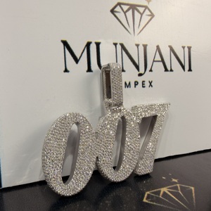Pendentif Chiffre en Argent S925 Plaqué Or avec Diamants Taille Brillant Givré Certifiés VVS IGI – Bijou de Fête pour Homme - Product Image 2