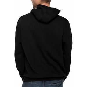 Sudadera con capucha negra para hombre, con cremallera completa, corte regular, forro polar de algodón, informal, para otoño. - Product Image 2