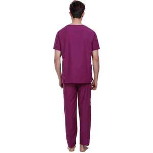 FOX TRADING Ensemble de tenue médicale unisexe à col en V, manches courtes, uniforme d'hôpital deux pièces, vêtement de travail magenta en polyester/coton - Product Image 2