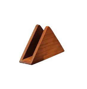 Caja de pañuelos triangular de madera marrón de lujo, organizador de pañuelos hecho a mano con acabado natural, decoración para el hogar, para restaurantes y cafeterías - Product Image 3