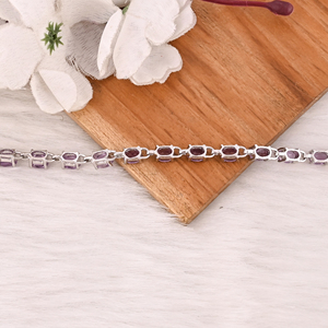Bracelet tennis de luxe en améthyste violette, fait main, bijoux en argent 925, unisexe, cadeau pour mariage ou fête - Product Image 4