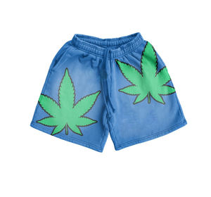 Shorts streetwear de haute qualité au design vintage, effet délavé soleil, imprimé sérigraphié, en coton French Terry - Product Image 6